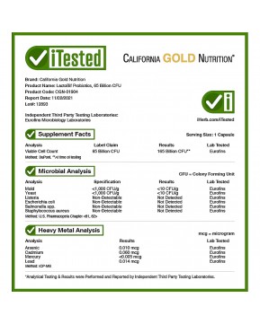 California Gold Nutrition, LactoBif, пробиотики, 65 млрд КОЕ, 30 вегетарианских капсул